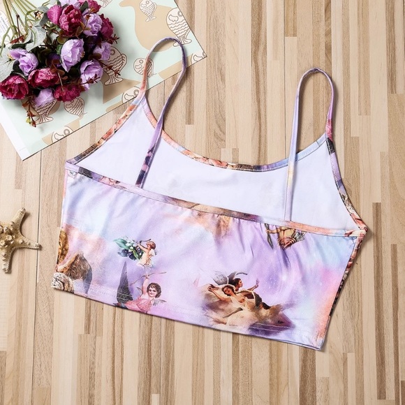 Purple angel sky print crop top 👼🏼☁️ - Picture 3 of 10